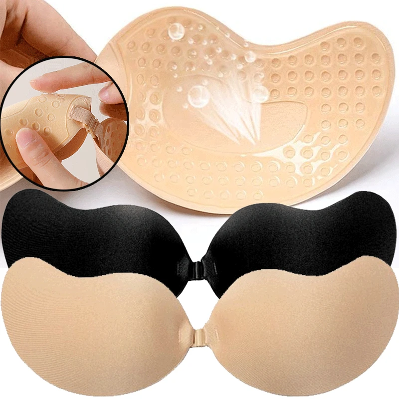 Push Up Bra Silicone - Reusable Adhesive Nipple Covers A-D Cups,