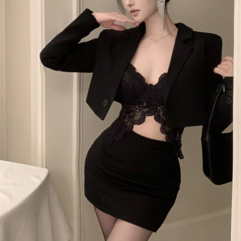 Black Spring Blazer Lace Brale - Lace Bralette Set recension och pris