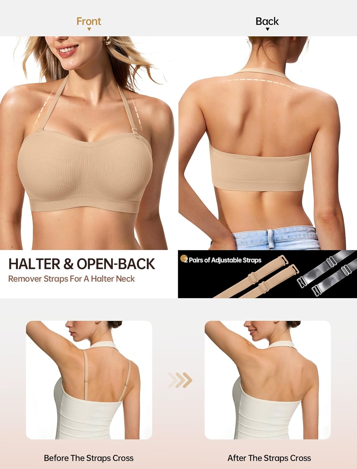 LetsJoli Push Up Strapless Bra - Underwire Bra Padded recension och pris