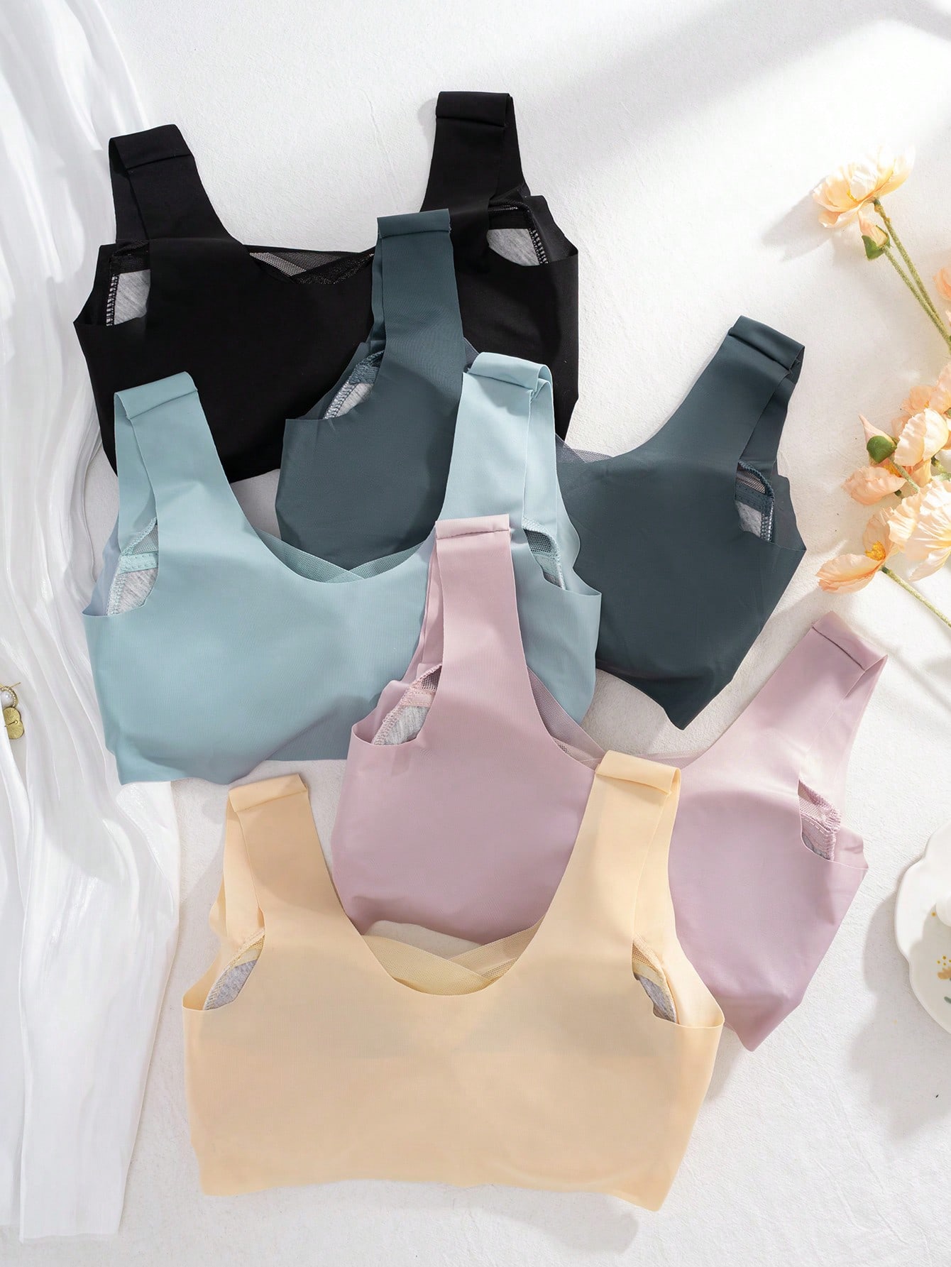 5pcs Women Seamless Ice Silk W - Sleep Bra Bralette recension och pris