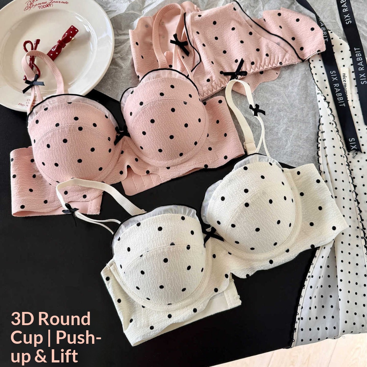 Lace Polka Dot Bra Two-Piece S - Cotton Bra Everyday recension och pris